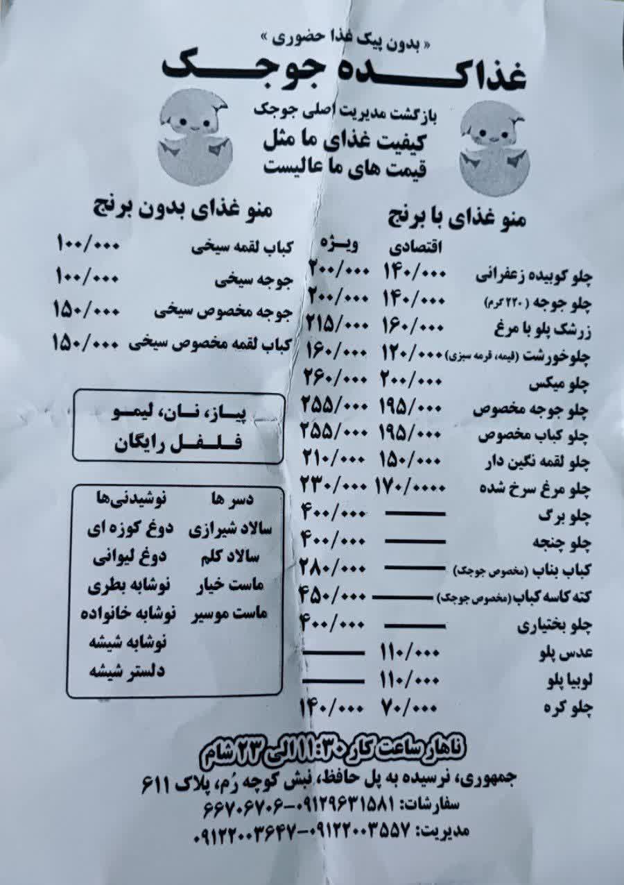 بهترین رستوران در خیابان جمهوری تهران غذا کده جوجک